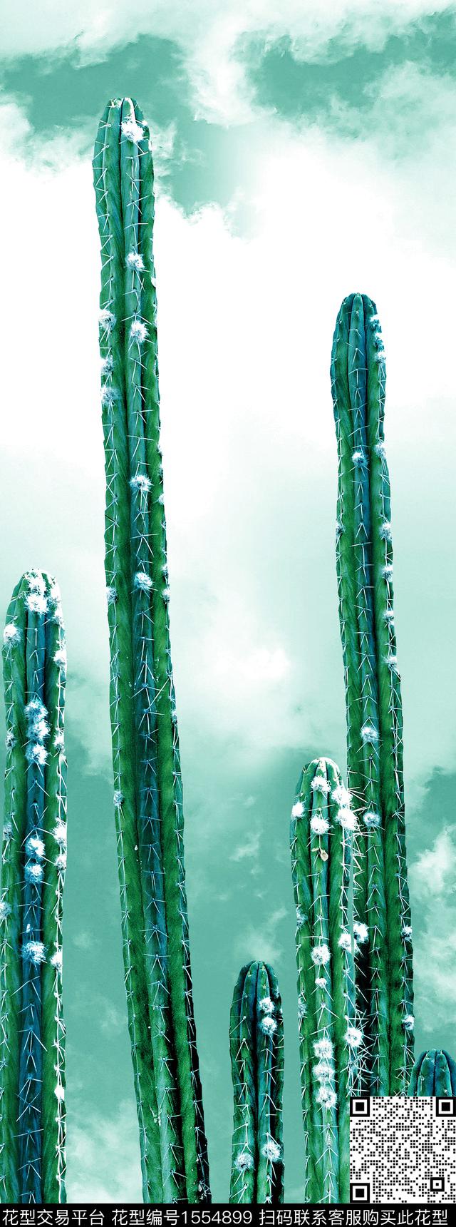 天空男装定位花仙人掌数码印花华亿平台下载（图片编号: 1554899） - 瓦栏（Walan）