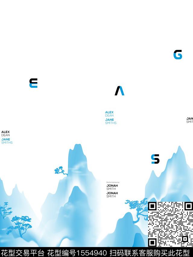 定位花字母几何数码印花华亿平台下载（图片编号: 1554940） - 瓦栏（Walan）