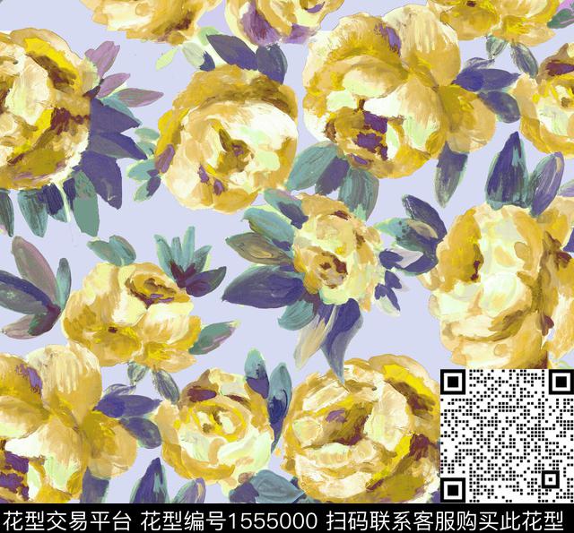 植物油画花卉数码印花华亿平台下载（图片编号: 1555000） - 瓦栏（Walan）