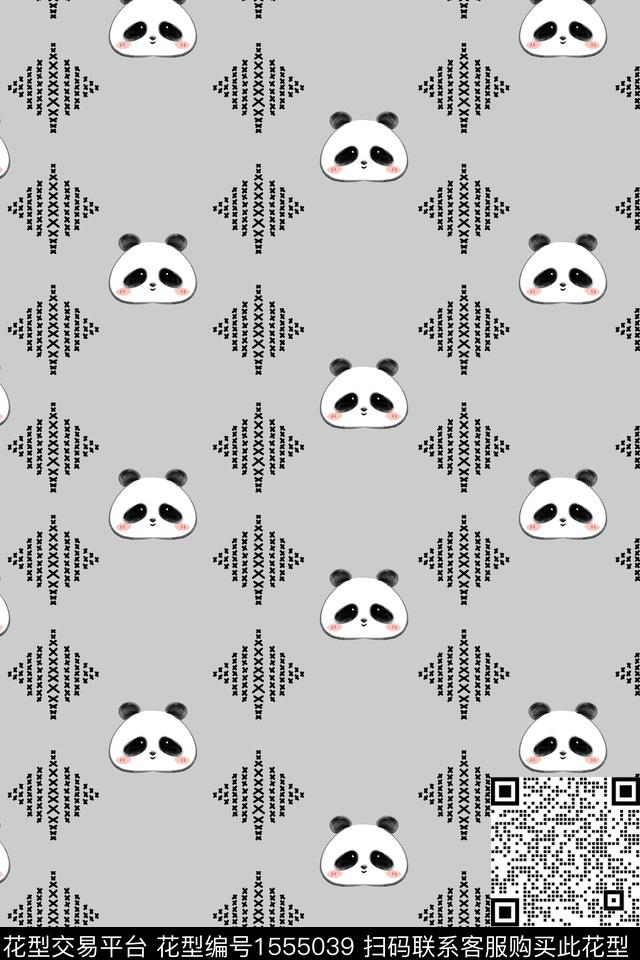 卡通熊猫符号数码印花华亿平台下载（图片编号: 1555039） - 瓦栏（Walan）