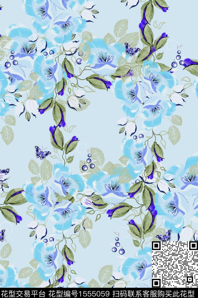大牌风民族风抽象花卉数码印花华亿平台下载（图片编号: 1555059） - 瓦栏（Walan）