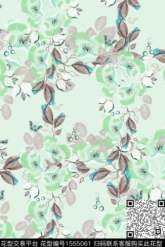 大牌风民族风抽象花卉数码印花华亿平台下载（图片编号: 1555061） - 瓦栏（Walan）