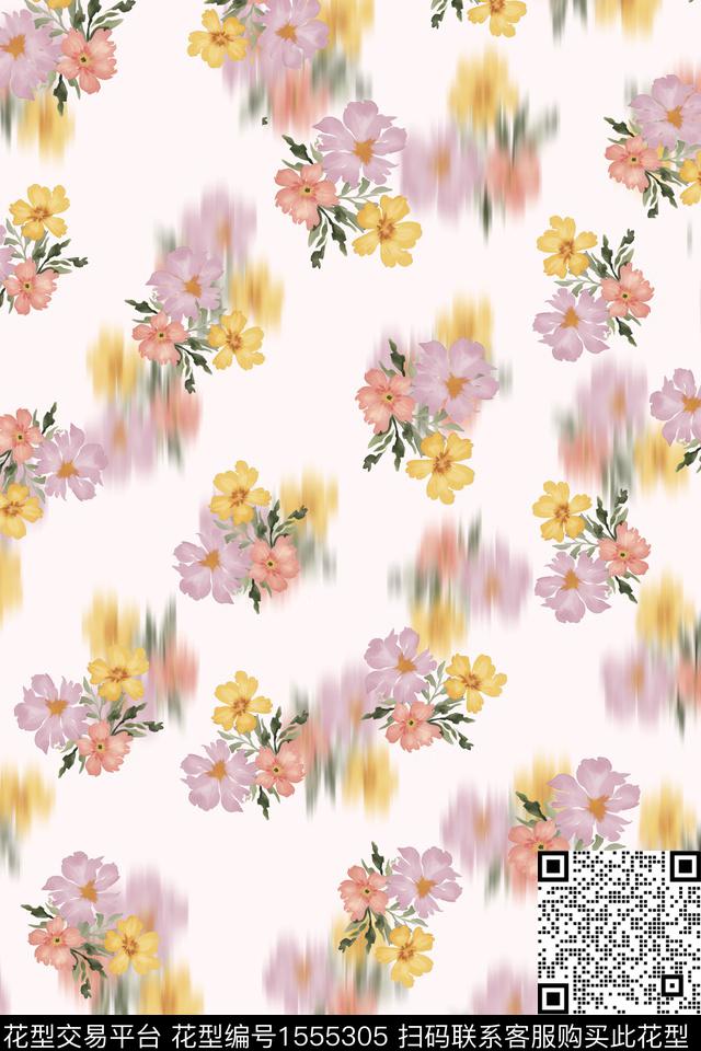 小碎花模糊花卉花卉数码印花华亿平台下载（图片编号: 1555305） - 瓦栏（Walan）