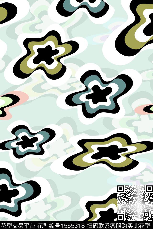 影花几何传统印花华亿平台下载（图片编号: 1555318） - 瓦栏（Walan）