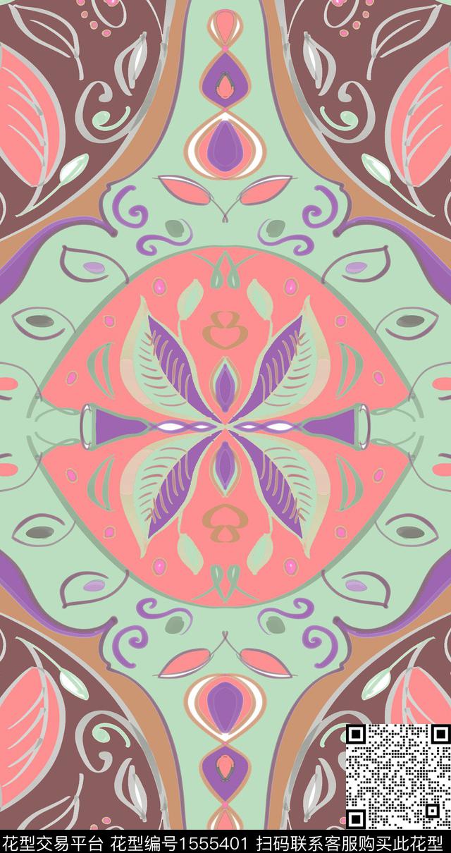 定位民族风花卉数码印花华亿平台下载（图片编号: 1555401） - 瓦栏（Walan）