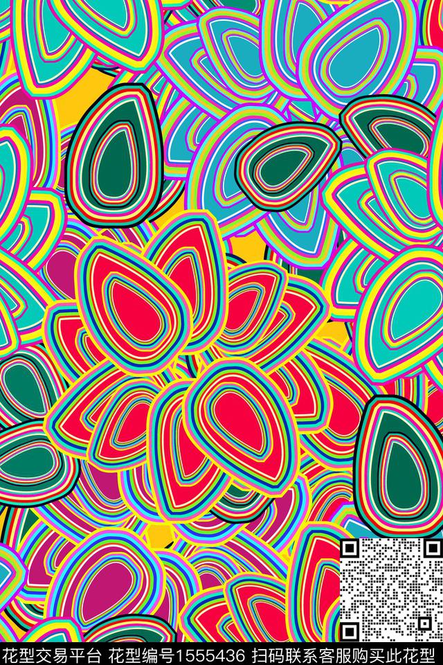 抽象几何线条传统印花华亿平台下载（图片编号: 1555436） - 瓦栏（Walan）