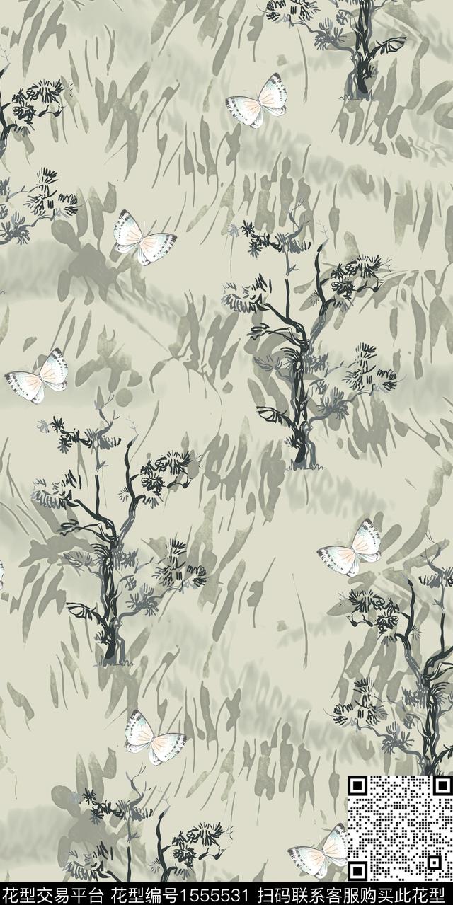 植物树底纹数码印花华亿平台下载（图片编号: 1555531） - 瓦栏（Walan）