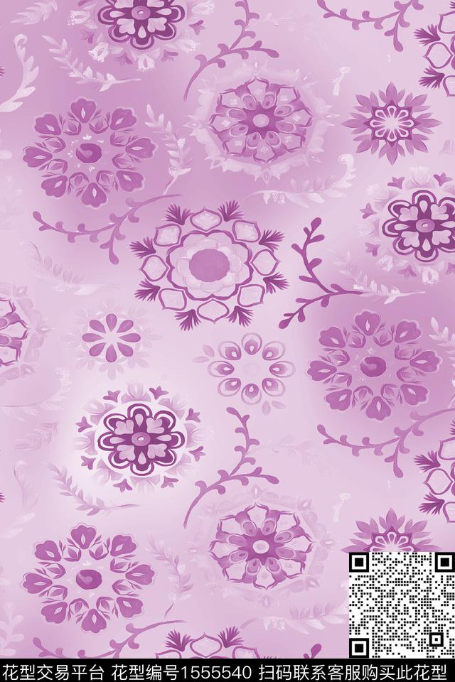 民族风民族纹样民族花卉数码印花华亿平台下载（图片编号: 1555540） - 瓦栏（Walan）