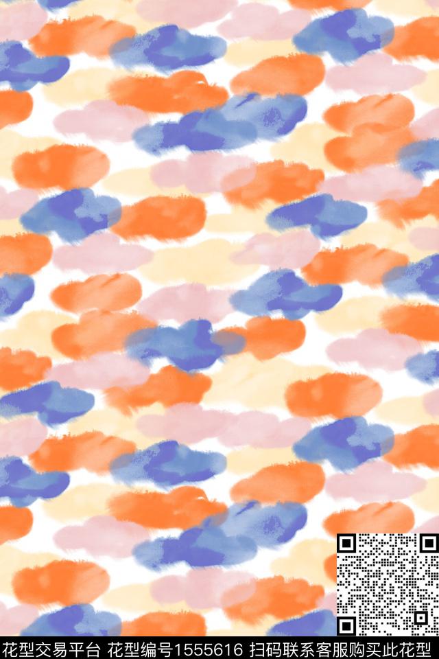 水彩笔触抽象数码印花华亿平台下载（图片编号: 1555616） - 瓦栏（Walan）