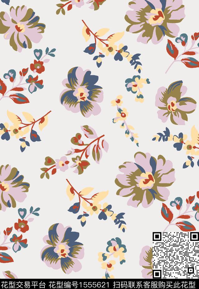 植物碎花绿植树叶数码印花华亿平台下载（图片编号: 1555621） - 瓦栏（Walan）