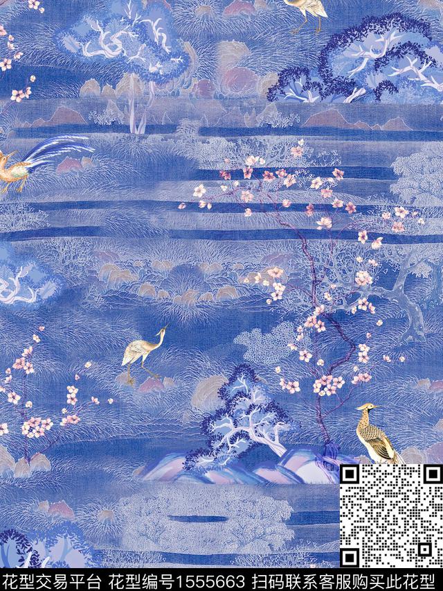 中国风真丝香云纱数码印花华亿平台下载（图片编号: 1555663） - 瓦栏（Walan）