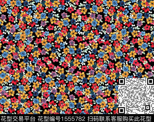 手绘花卉女装小碎花数码印花华亿平台下载（图片编号: 1555782） - 瓦栏（Walan）