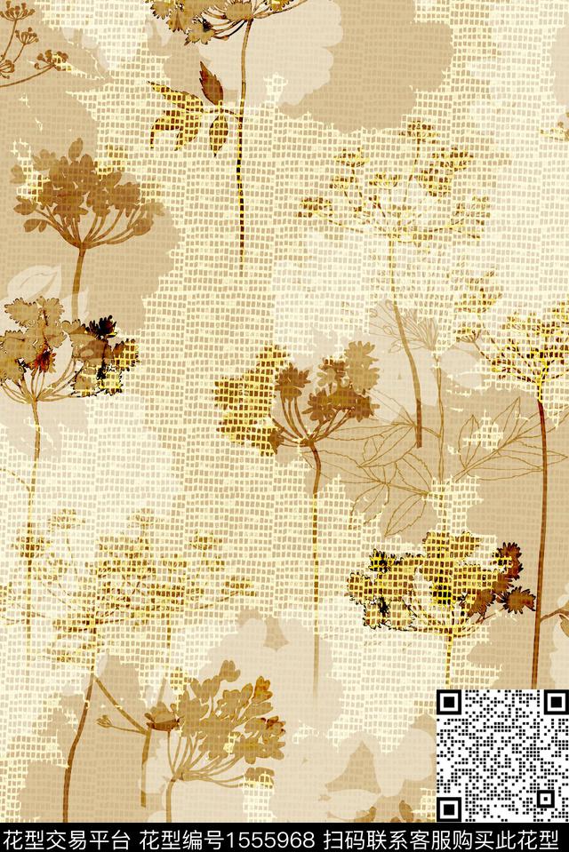 花卉肌理格子数码印花华亿平台下载（图片编号: 1555968） - 瓦栏（Walan）