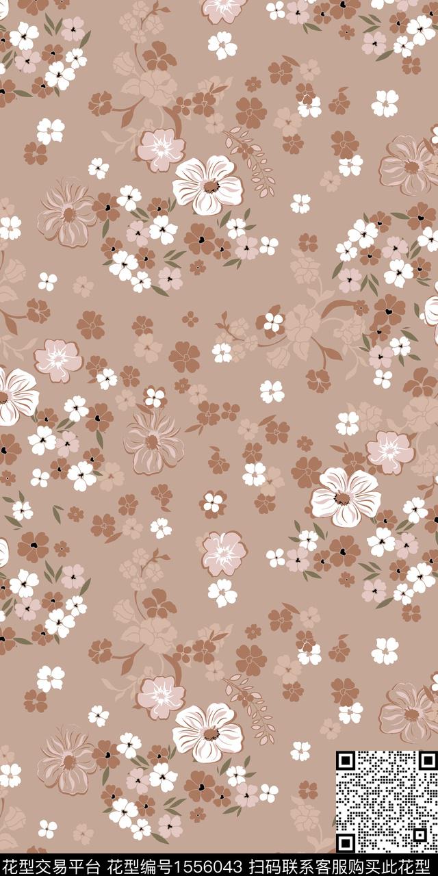 手绘花卉绿植树叶矢量数码印花华亿平台下载（图片编号: 1556043） - 瓦栏（Walan）