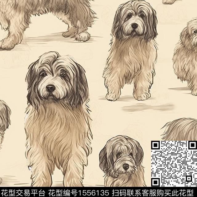 动物狗手绘数码印花华亿平台下载（图片编号: 1556135） - 瓦栏（Walan）