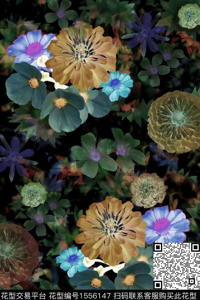 满版散花花卉底纹数码印花华亿平台下载（图片编号: 1556147） - 瓦栏（Walan）