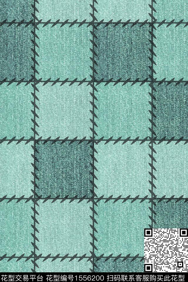 格子布纹牛仔数码印花华亿平台下载（图片编号: 1556200） - 瓦栏（Walan）