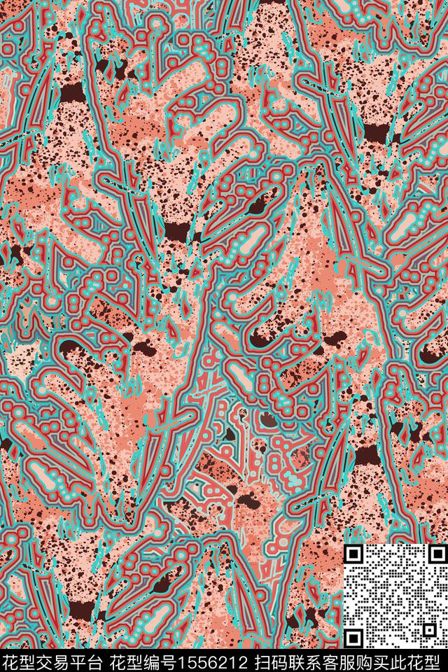 抽象涂鸦墨迹数码印花华亿平台下载（图片编号: 1556212） - 瓦栏（Walan）