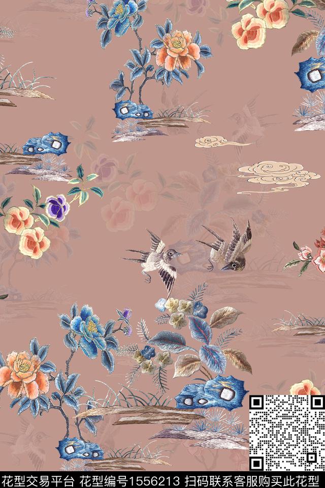 中国风真丝香云纱数码印花华亿平台下载（图片编号: 1556213） - 瓦栏（Walan）