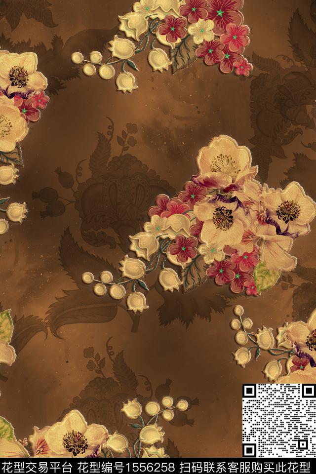 花卉布纹影花数码印花华亿平台下载（图片编号: 1556258） - 瓦栏（Walan）