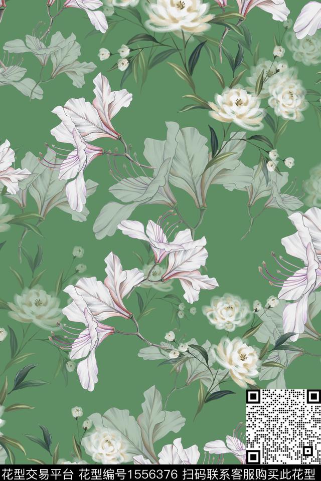 花卉影花春夏华亿平台数码印花华亿平台下载（图片编号: 1556376） - 瓦栏（Walan）