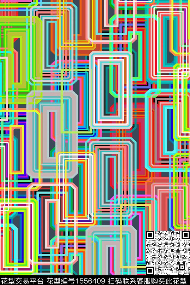 几何线条抽象数码印花华亿平台下载（图片编号: 1556409） - 瓦栏（Walan）