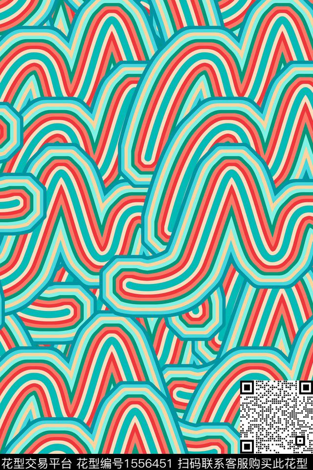 条纹抽象叠加传统印花华亿平台下载（图片编号: 1556451） - 瓦栏（Walan）