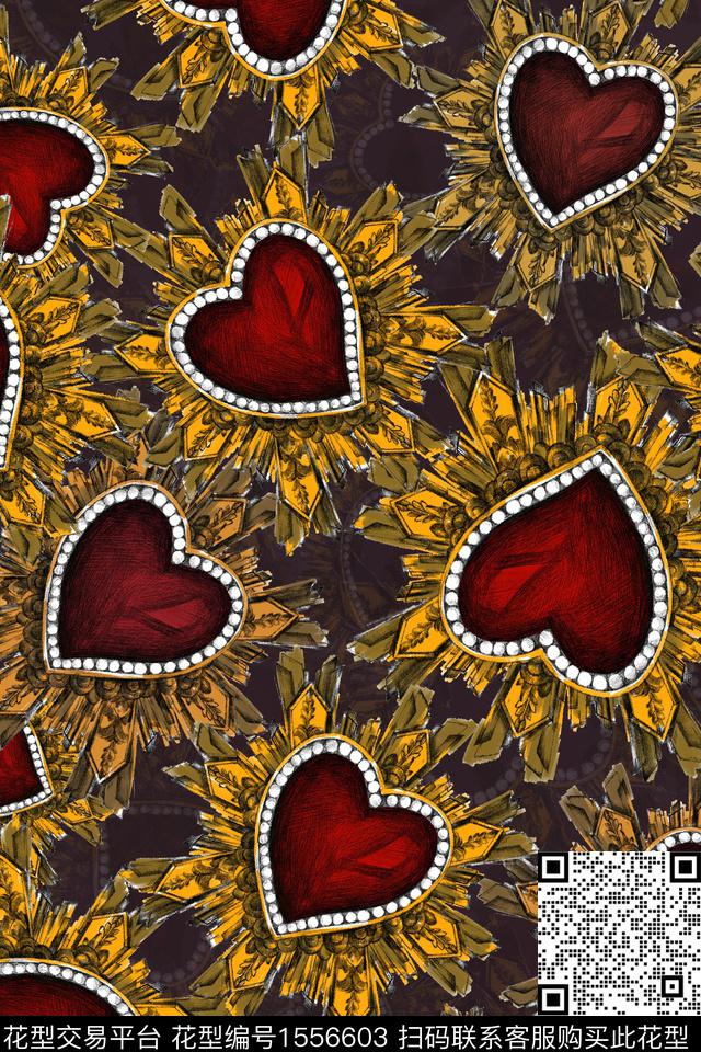 珠宝爱心趣味数码印花华亿平台下载（图片编号: 1556603） - 瓦栏（Walan）