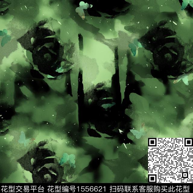 抽象水彩花卉数码印花华亿平台下载（图片编号: 1556621） - 瓦栏（Walan）