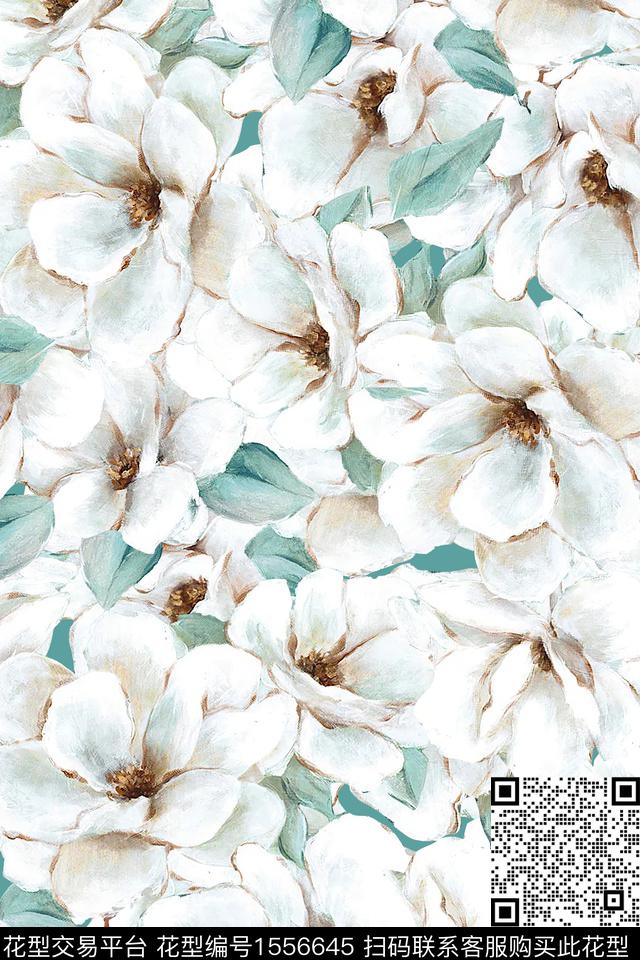 花卉满版散花油画花卉数码印花华亿平台下载（图片编号: 1556645） - 瓦栏（Walan）