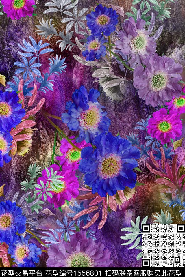 底纹花卉中老年数码印花华亿平台下载（图片编号: 1556801） - 瓦栏（Walan）