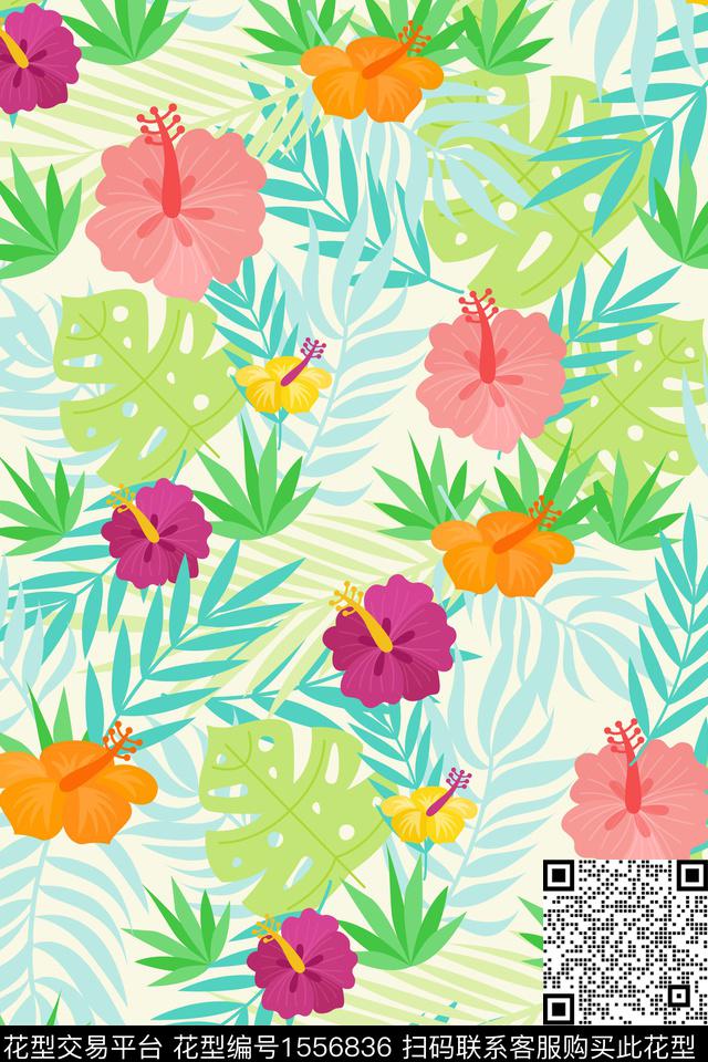 植物热带华亿平台花卉数码印花华亿平台下载（图片编号: 1556836） - 瓦栏（Walan）