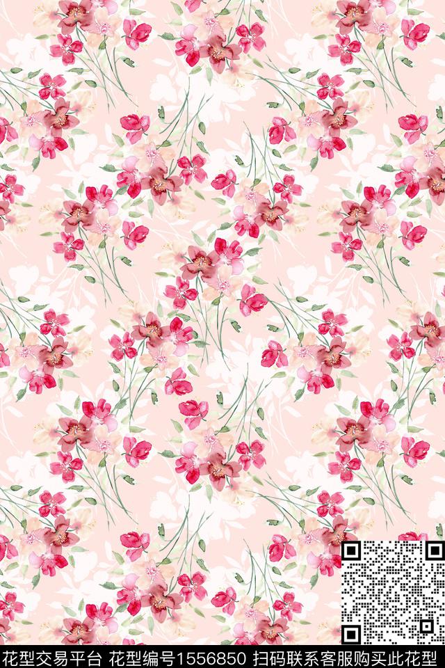 小碎花剪影花卉数码印花华亿平台下载（图片编号: 1556850） - 瓦栏（Walan）