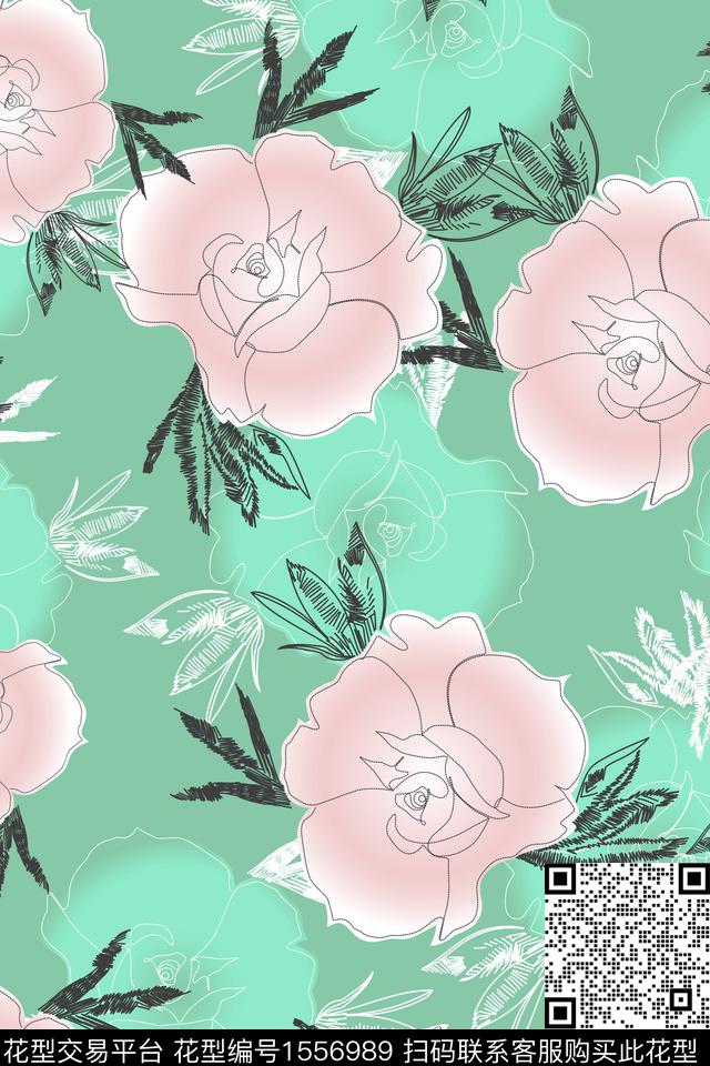 大花国画大牌风数码印花华亿平台下载（图片编号: 1556989） - 瓦栏（Walan）