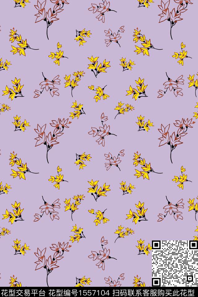 小清新手绘花卉小碎花数码印花华亿平台下载（图片编号: 1557104） - 瓦栏（Walan）