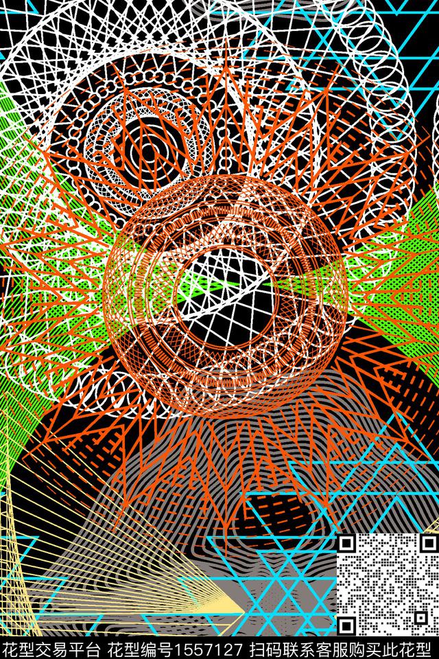 几何线条圆环数码印花华亿平台下载（图片编号: 1557127） - 瓦栏（Walan）