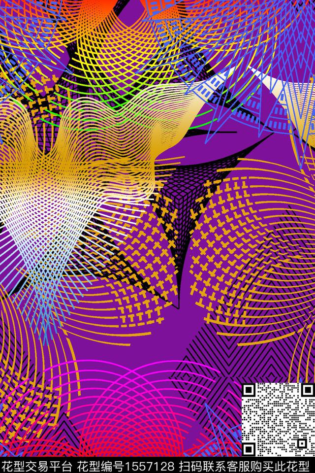 几何线条圆环数码印花华亿平台下载（图片编号: 1557128） - 瓦栏（Walan）