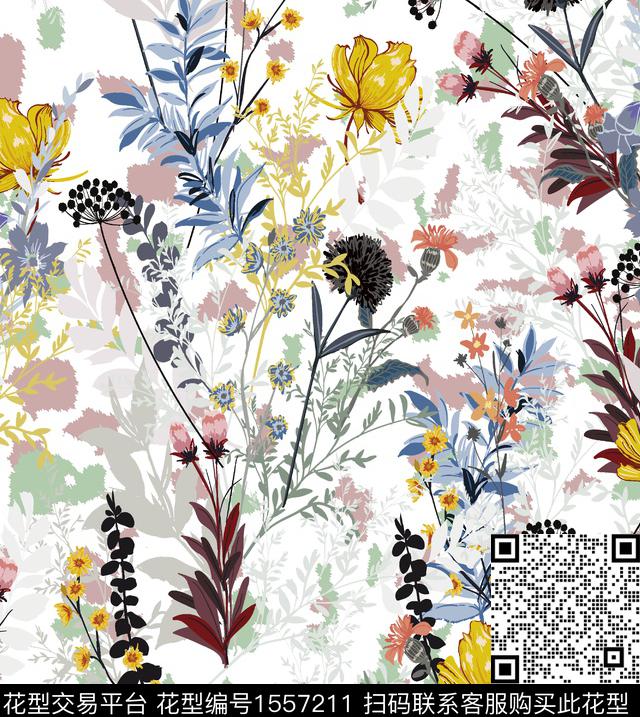 艺术花卉数码印花华亿平台下载（图片编号: 1557211） - 瓦栏（Walan）