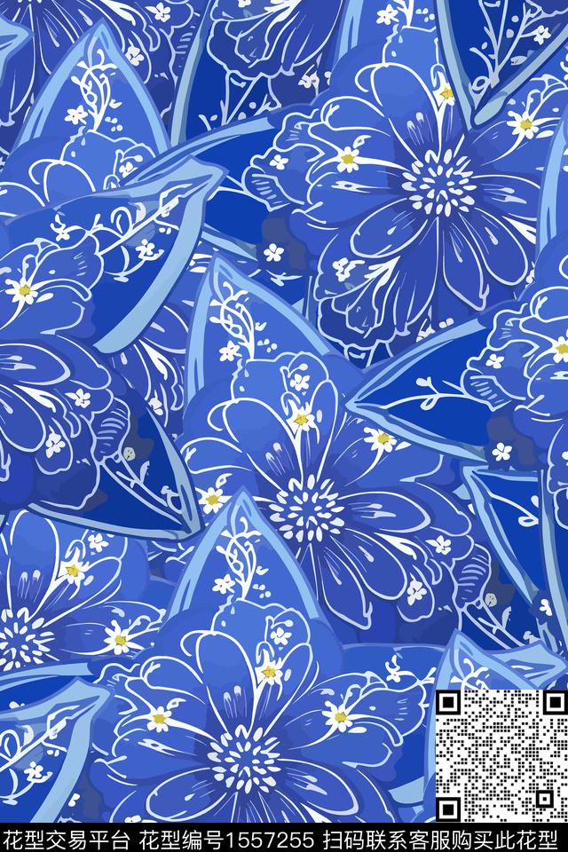 女装花卉线条花卉数码印花华亿平台下载（图片编号: 1557255） - 瓦栏（Walan）