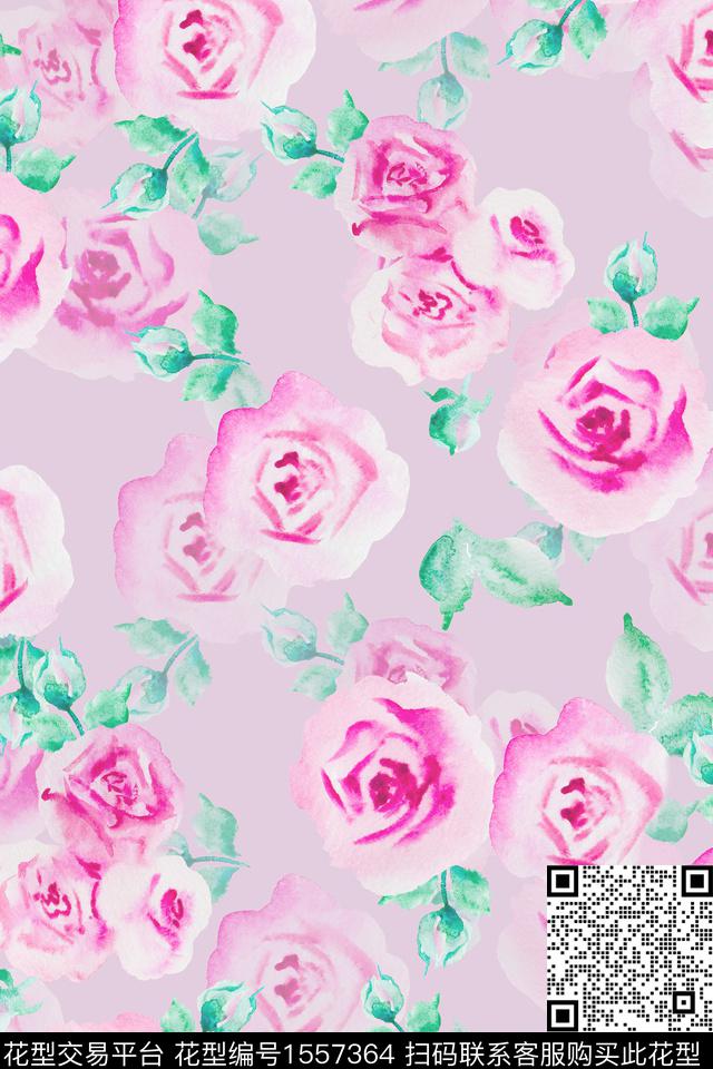 小清新影花花卉数码印花华亿平台下载（图片编号: 1557364） - 瓦栏（Walan）