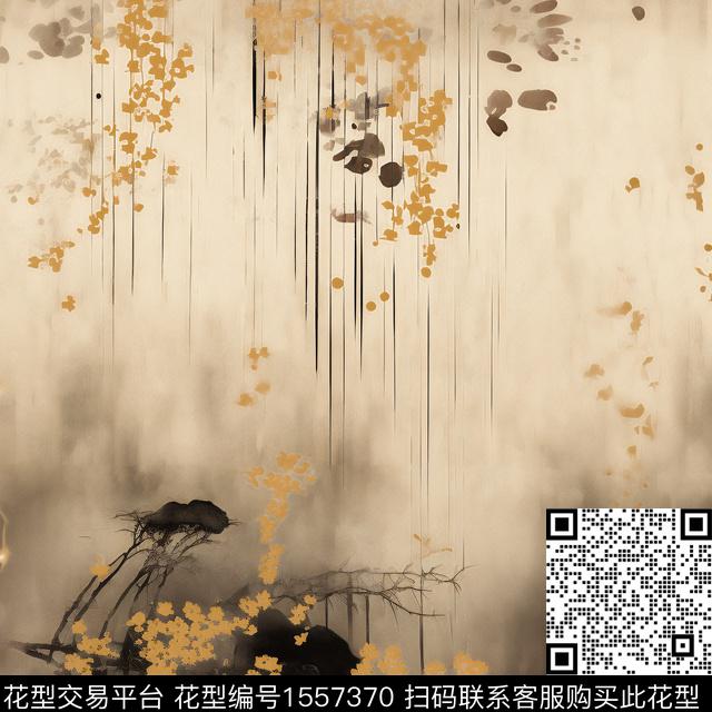 水墨风中国风渐变数码印花华亿平台下载（图片编号: 1557370） - 瓦栏（Walan）
