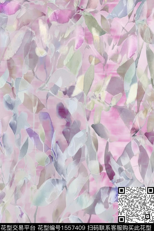水彩抽象花卉数码印花华亿平台下载（图片编号: 1557409） - 瓦栏（Walan）