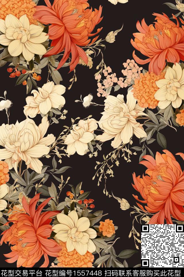女装花卉数码印花华亿平台下载（图片编号: 1557448） - 瓦栏（Walan）