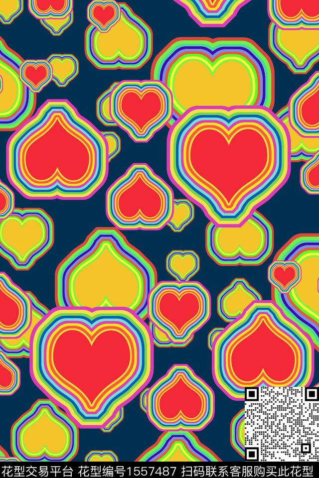 爱心趣味几何数码印花华亿平台下载（图片编号: 1557487） - 瓦栏（Walan）