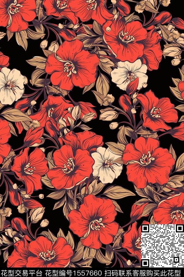女装花卉数码印花华亿平台下载（图片编号: 1557660） - 瓦栏（Walan）
