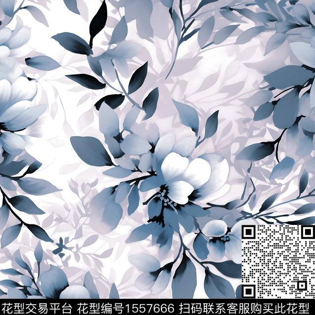 女装水彩影花数码印花华亿平台下载（图片编号: 1557666） - 瓦栏（Walan）