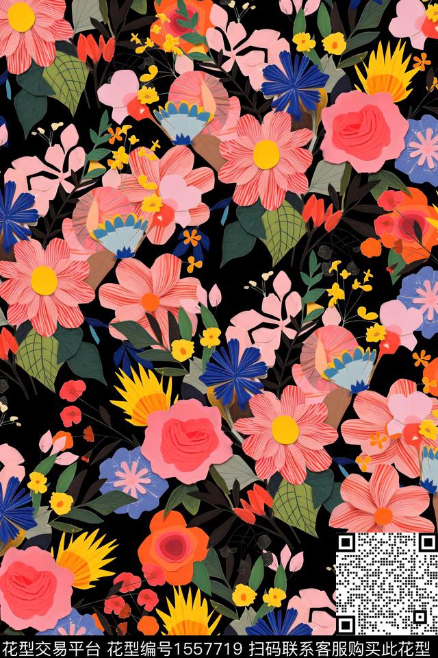 女装花卉数码印花华亿平台下载（图片编号: 1557719） - 瓦栏（Walan）