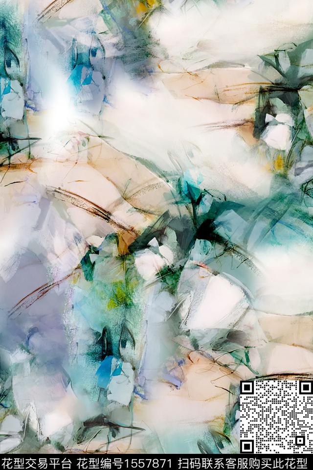 抽象肌理水彩数码印花华亿平台下载（图片编号: 1557871） - 瓦栏（Walan）