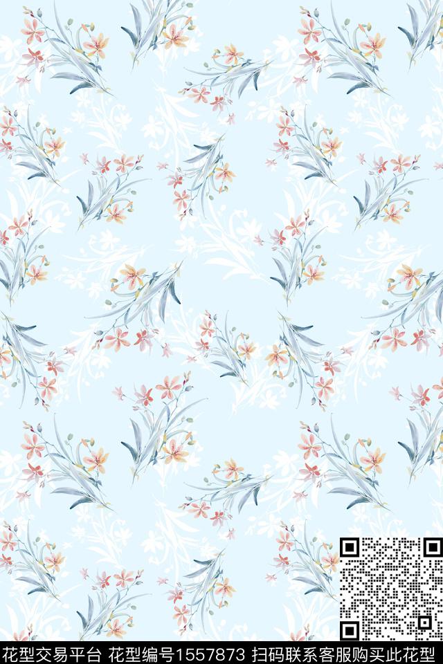 水彩影花花卉数码印花华亿平台下载（图片编号: 1557873） - 瓦栏（Walan）