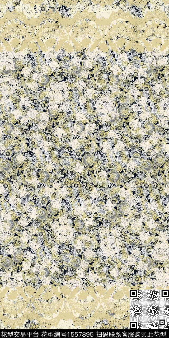 民族风花卉蕾丝数码印花华亿平台下载（图片编号: 1557895） - 瓦栏（Walan）